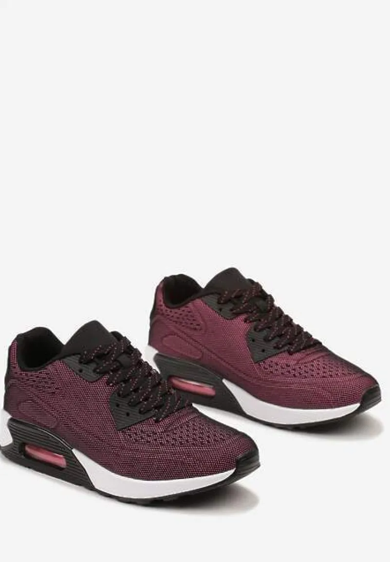 Czerwono-Czarne Sznurowane Sneakersy na Air Podeszwie Azorilda
