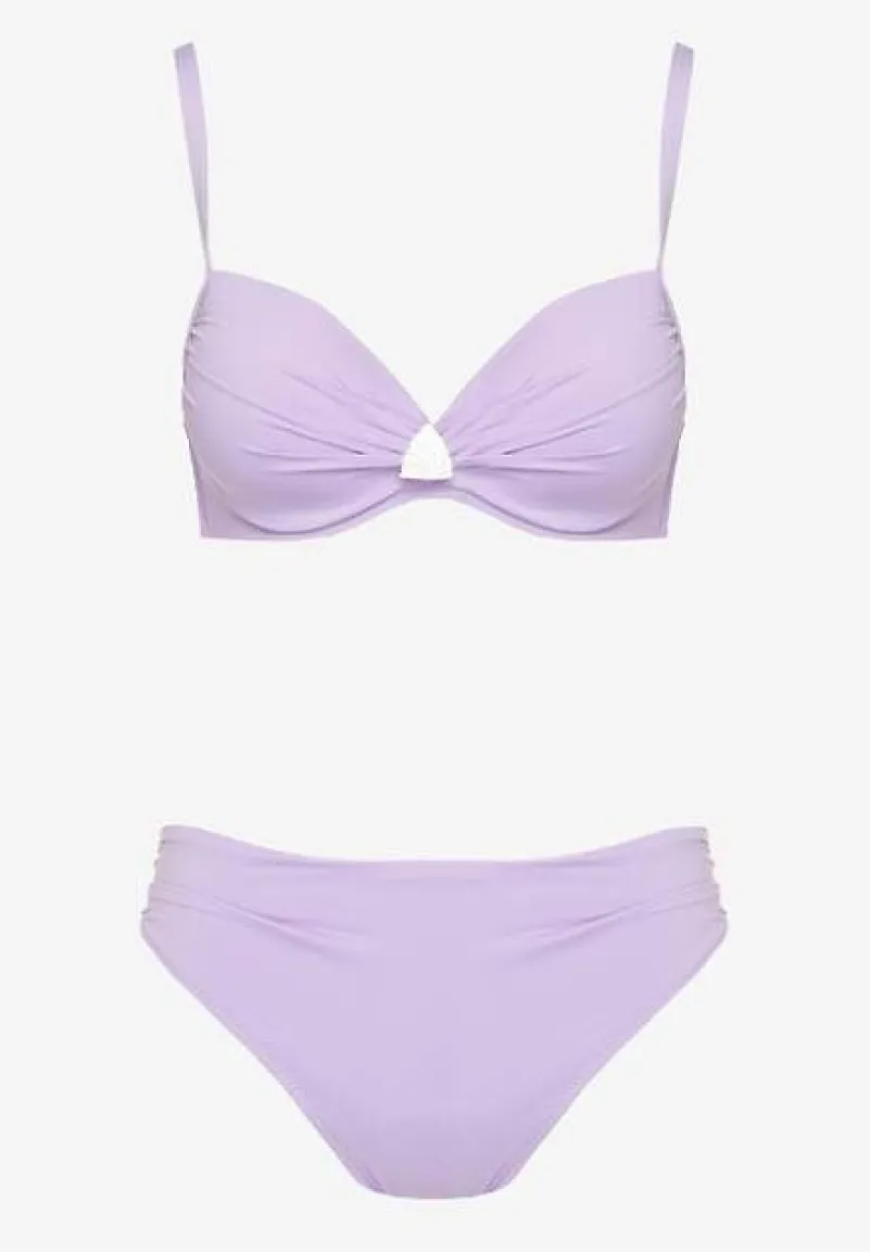 Fioletowe Bikini Majtki Figi Biustonosz z Trójkątną Aplikacją Natizeria