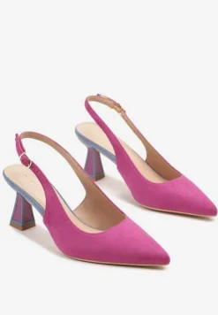Fioletowe Sandały Vices na Kaczuszce Typu Slingback Edilitha