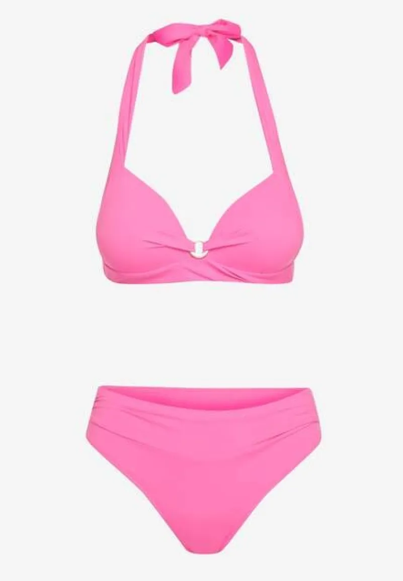 Fuksjowe Bikini Majtki Typu Figi i Biustonosz z Usztywnianymi Miseczkami Pilalana