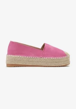 Fuksjowe Espadryle z Imitacji Zamszu na Platformie z Jutowej Plecionki Mirrona