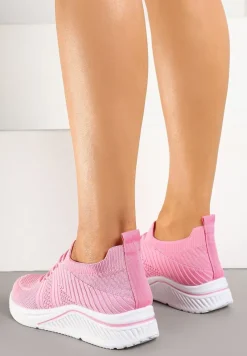 Fuksjowe Siateczkowe Buty Sportowe Sneakersy na Zdobionej Podeszwie Talloti