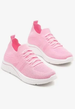 Fuksjowe Siateczkowe Buty Sportowe Sneakersy na Zdobionej Podeszwie Talloti