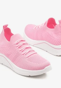 Fuksjowe Siateczkowe Buty Sportowe Sneakersy na Zdobionej Podeszwie Talloti