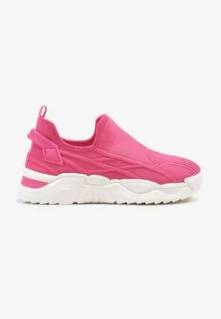 Fuksjowe Siateczkowe Buty Sportowe Sneakersy Wsuwane Zdobione Tłoczeniami Nusadela