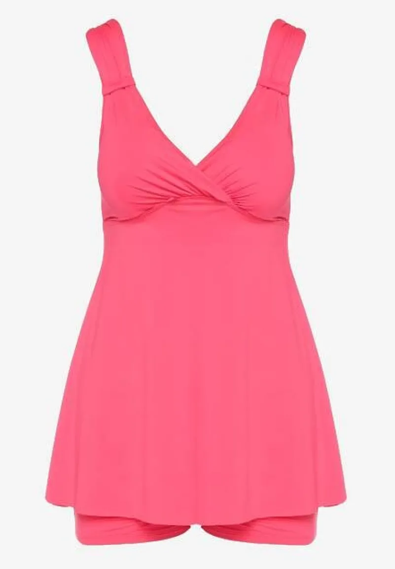 Fuksjowe Tankini Bandeau Dwuczęściowe z Długim Topem i Szortami Marivona