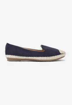 Granatowe Espadryle z Motywem Plecionki Ralomea