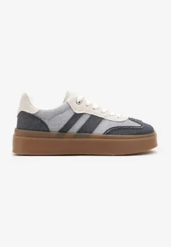 Granatowe Sneakersy Tenisówki na Kauczukowej Podeszwie Ardisora