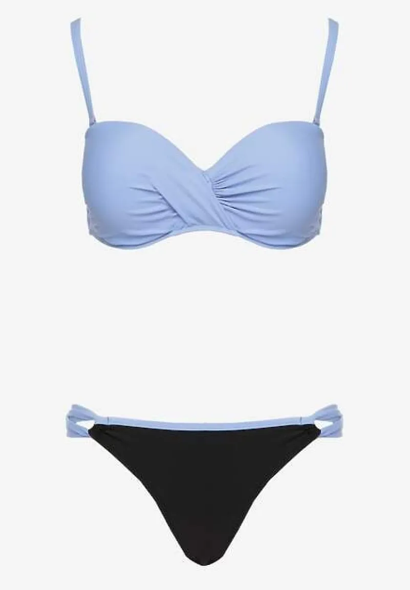 Jasnoniebieskie Bikini Majtki Figi i Biustonosz z Marszczeniem Sepiana