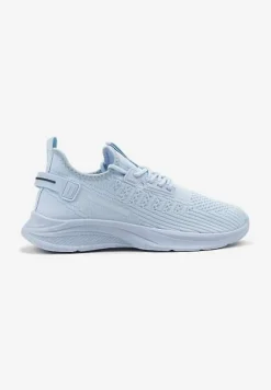 Jasnoniebieskie Buty Sportowe Sneakersy Ozdobione Tłoczeniem i Napisami Odalene