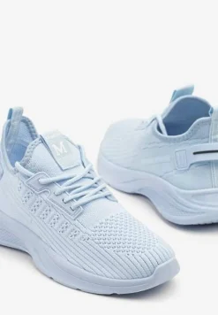 Jasnoniebieskie Buty Sportowe Sneakersy Ozdobione Tłoczeniem i Napisami Odalene