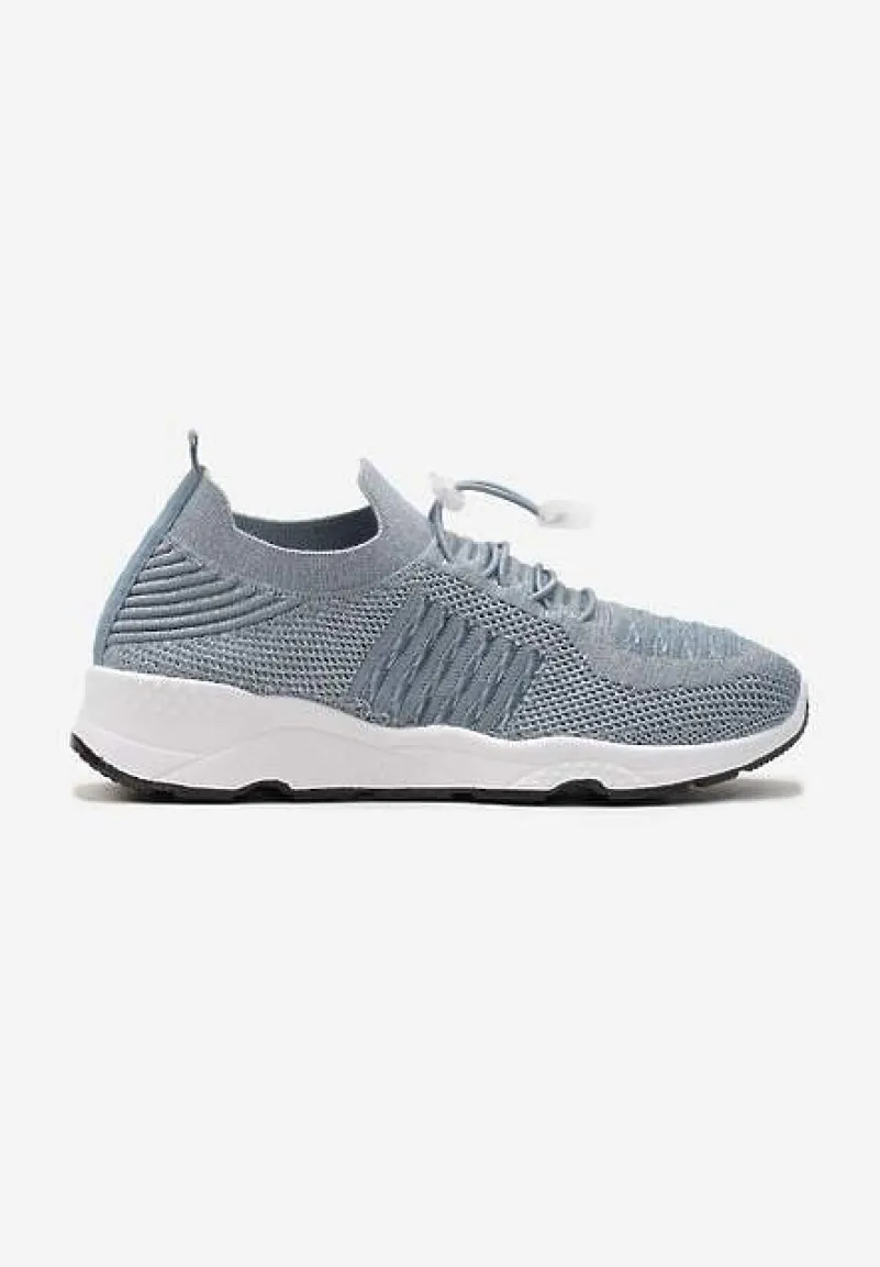 Jasnoniebieskie Buty Sportowe Ściągane Gumką Ozdobione Metaliczną Nicią Rianelle