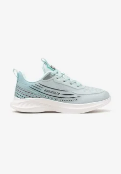 Jasnoniebieskie Casualowe Buty Sportowe Sneakersy na Tłoczonej Płaskiej Podeszwie Moavette