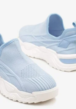 Jasnoniebieskie Siateczkowe Buty Sportowe Sneakersy Wsuwane Zdobione Tłoczeniami Nusadela