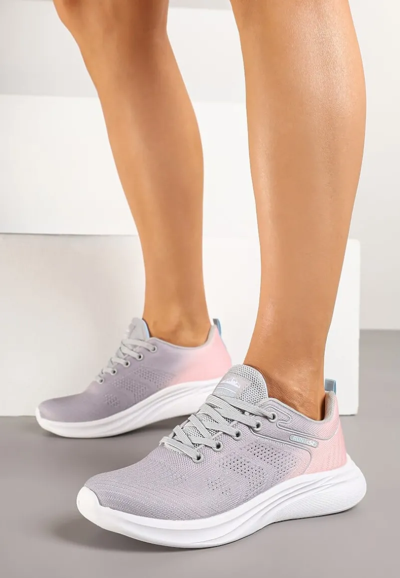 Jasnoszare Buty Sportowe z Efektem Ombre na Podeszwie z Pianki Elanielia