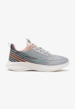 Jasnoszare Casualowe Buty Sportowe Sneakersy na Tłoczonej Płaskiej Podeszwie Moavette