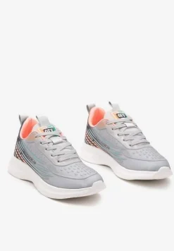 Jasnoszare Casualowe Buty Sportowe Sneakersy na Tłoczonej Płaskiej Podeszwie Moavette