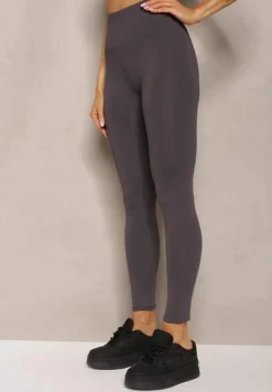 Jasnoszare Sportowe Legginsy High Waist Vesara