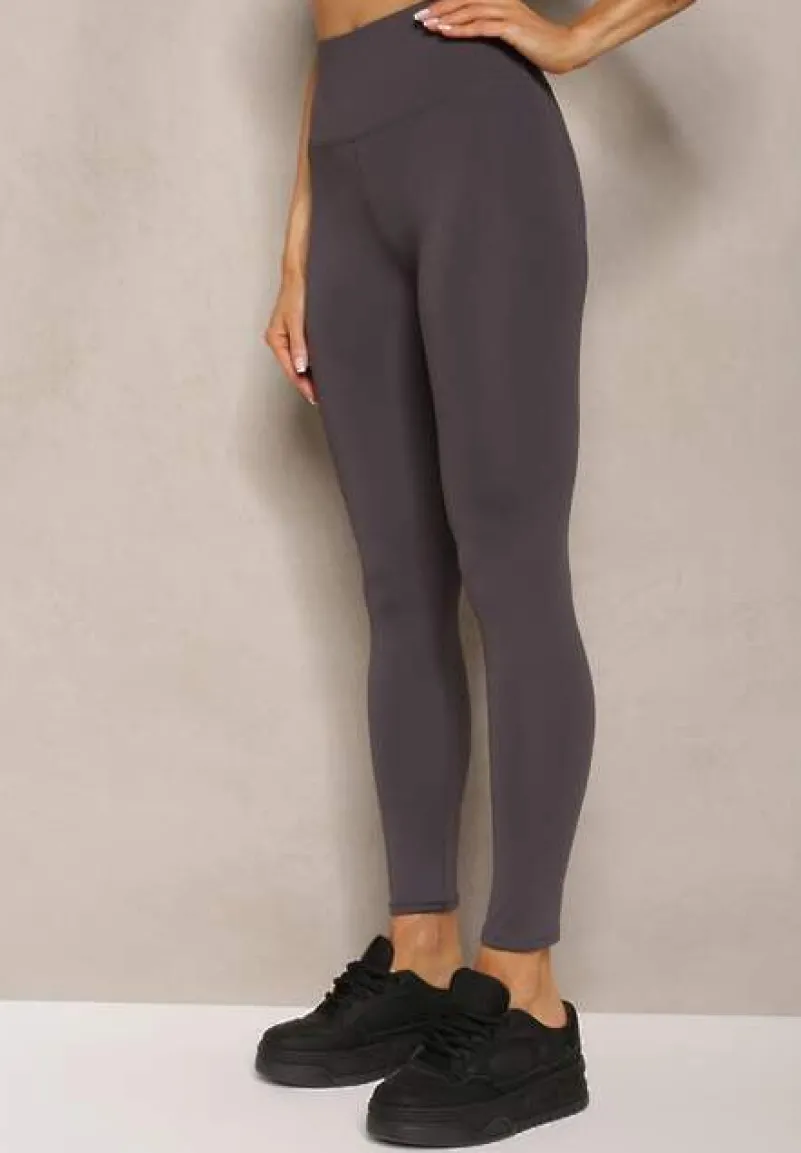 Jasnoszare Sportowe Legginsy High Waist Vesara