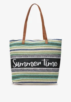 Jasnozielona Torebka Typu Shopper na Plażę z Jedną Komorą Gomeissa
