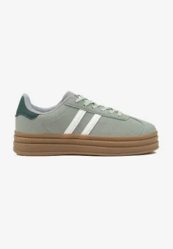 Jasnozielone Klasyczne Sneakersy na Niewysokiej Platformie Terilee