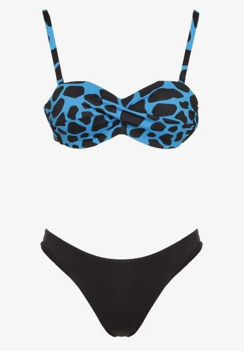 Niebieskie Bikini 3-częściowe Biustonosz i Majtki Figi w Dwóch Wariantach Milanisse