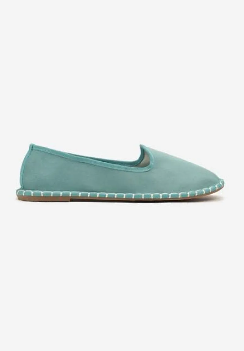 Niebieskie Espadryle Balerinki z Przeszyciami Firalissea