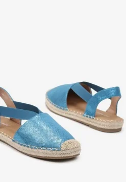 Niebieskie Espadryle z Ekoskóry na Płaskiej Podeszwie Cecilas