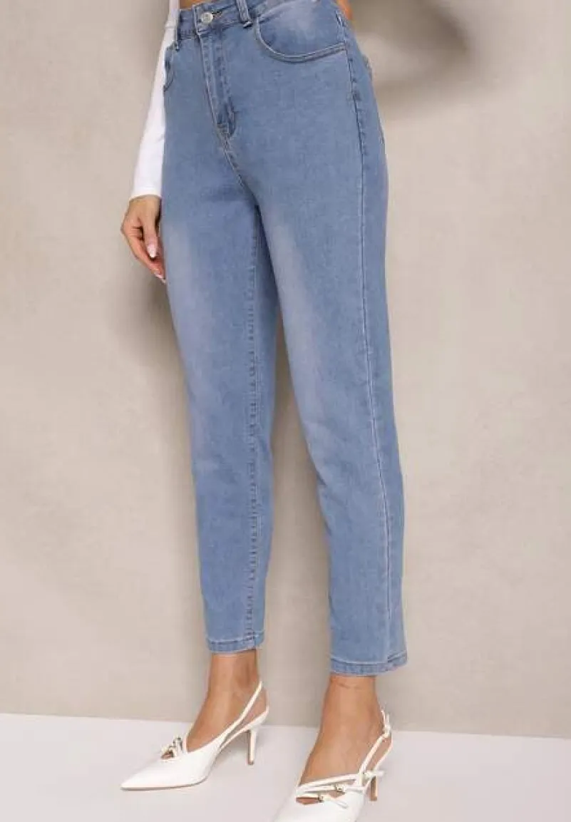 Niebieskie Jeansy Mom Fit Regular Waist Natises