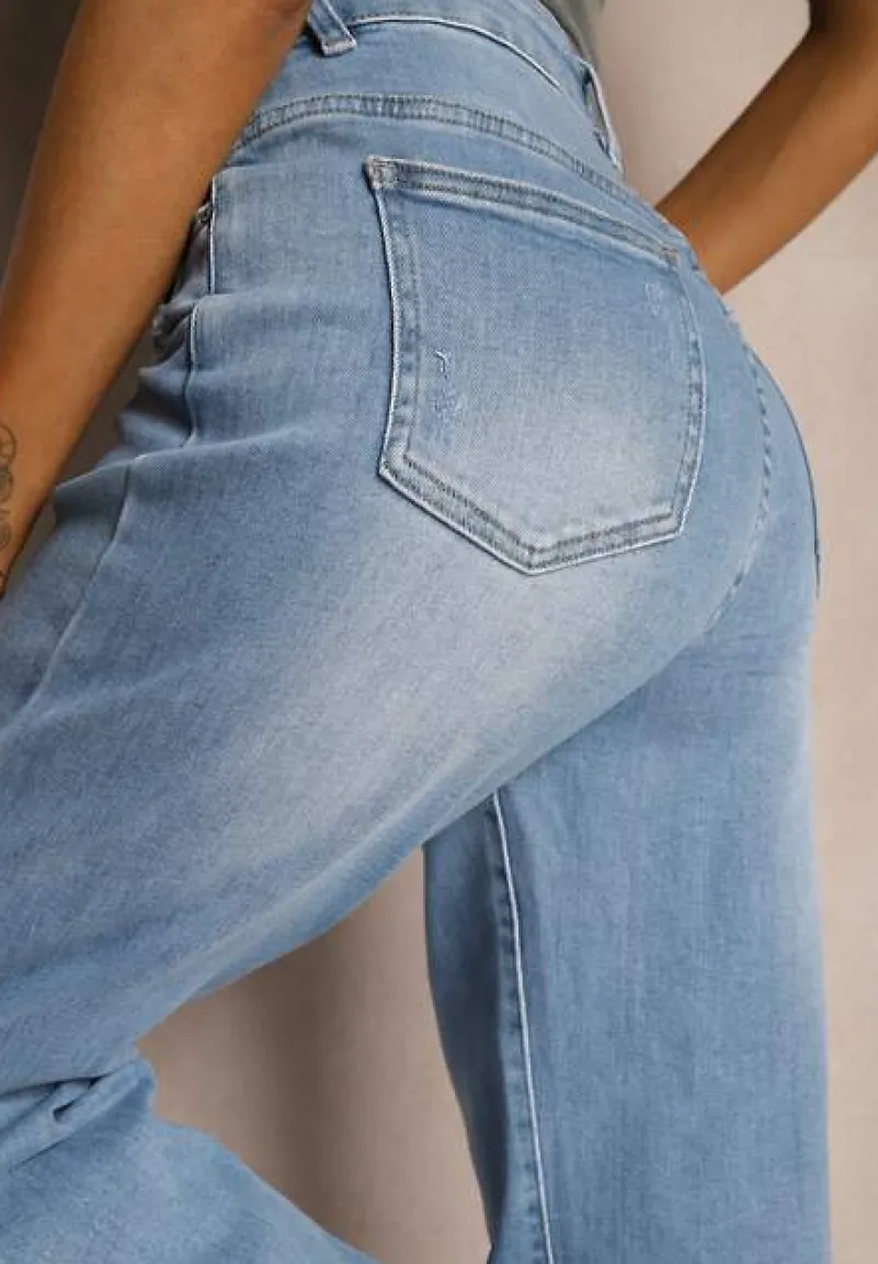 Niebieskie Jeansy o Szerokim Kroju High Waist z Bawełny Eviraena