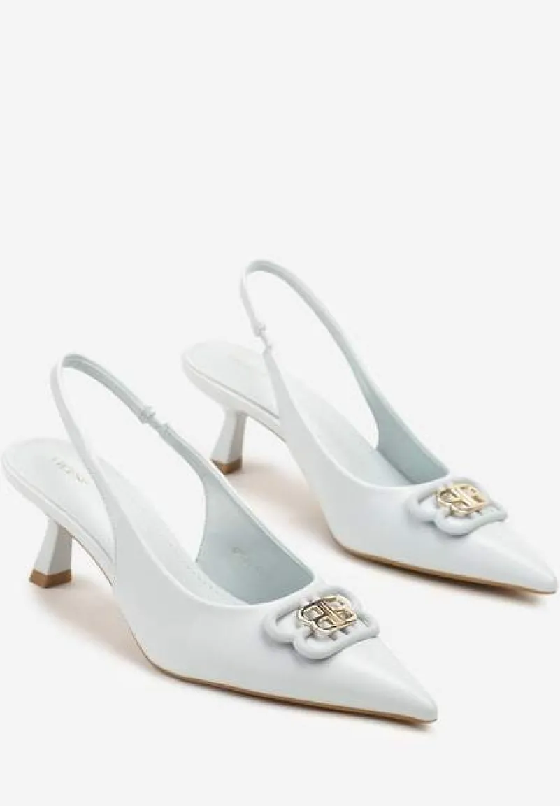 Niebieskie Sandały Vices na Kaczuszce Typu Slingback Ozdobione Metaliczną Aplikacją Lilarunea
