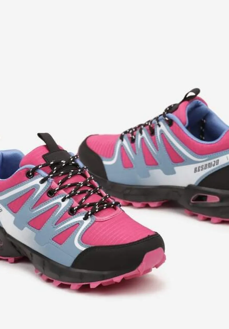 Niebiesko-Fuksjowe Buty Sportowe Sneakersy Sznurowane na Tłoczonej Podeszwie Tinasinna