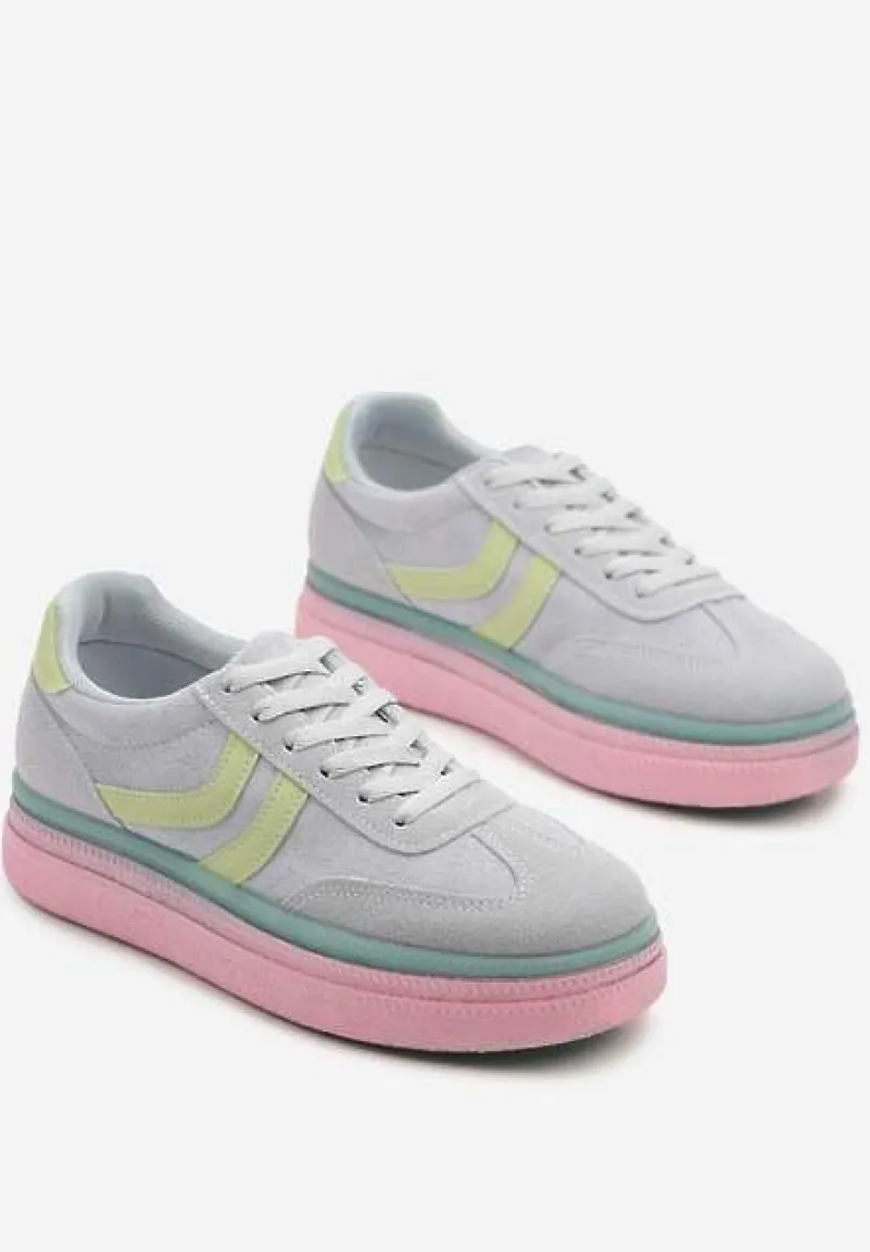 Niebiesko-Różowe Sneakersy Typu Kultowe Tenisówki na Niskiej Platformie Olritia