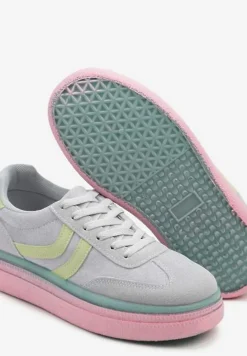 Niebiesko-Różowe Sneakersy Typu Kultowe Tenisówki na Niskiej Platformie Olritia