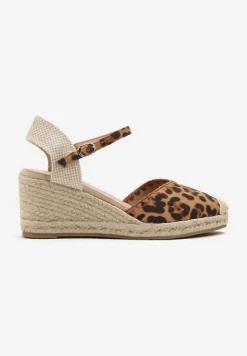 Panterkowe Sandały w Stylu Espadryli na Koturnie z Plecionką Meralissea