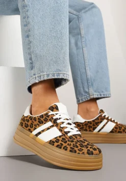 Panterkowe Sneakersy Kultowe Tenisówki z Ozdobnymi Paskami Vandell