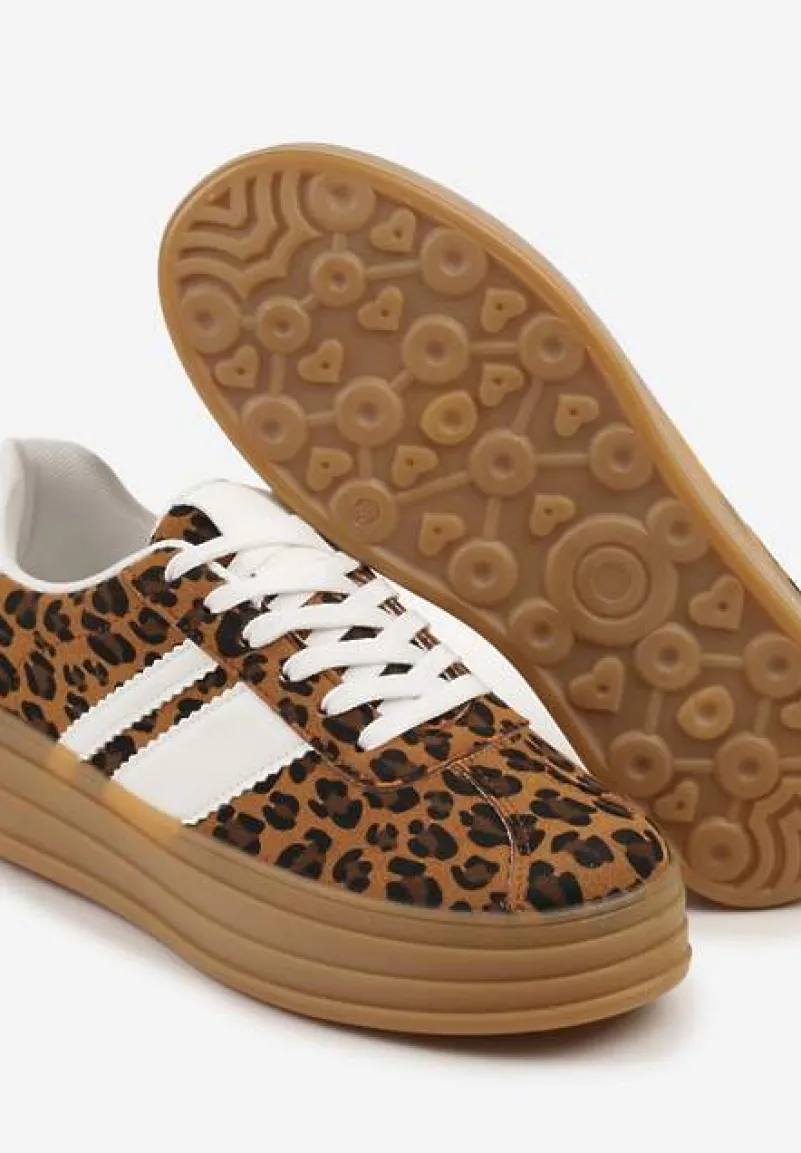 Panterkowe Sneakersy Kultowe Tenisówki z Ozdobnymi Paskami Vandell