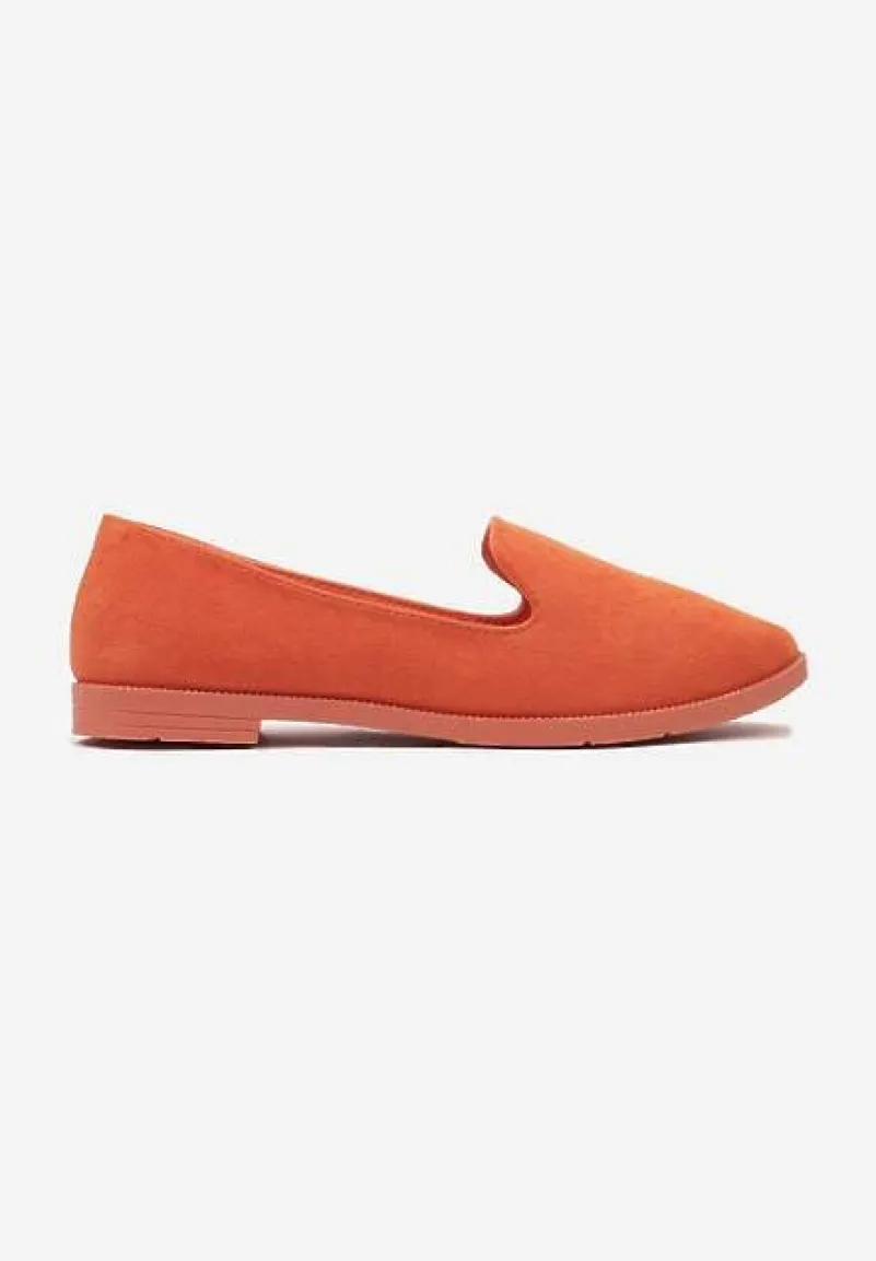 Pomarańczowe Balerinki Typu Loafersy Daphikaia