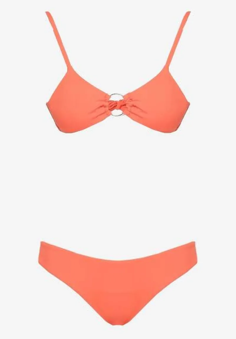 Pomarańczowe Bikini Ozdobione Okrągłą Klamrą Przy Biustonoszu Carisia