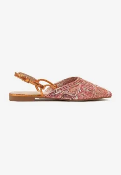 Pomarańczowe Sandały Slingback Vices z Metalicznymi Zdobieniami Janavie