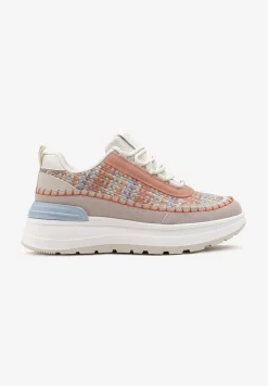Pomarańczowe Sneakersy na Platformie Buffona
