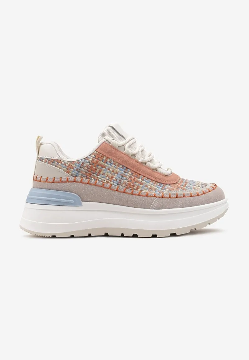 Pomarańczowe Sneakersy na Platformie Buffona