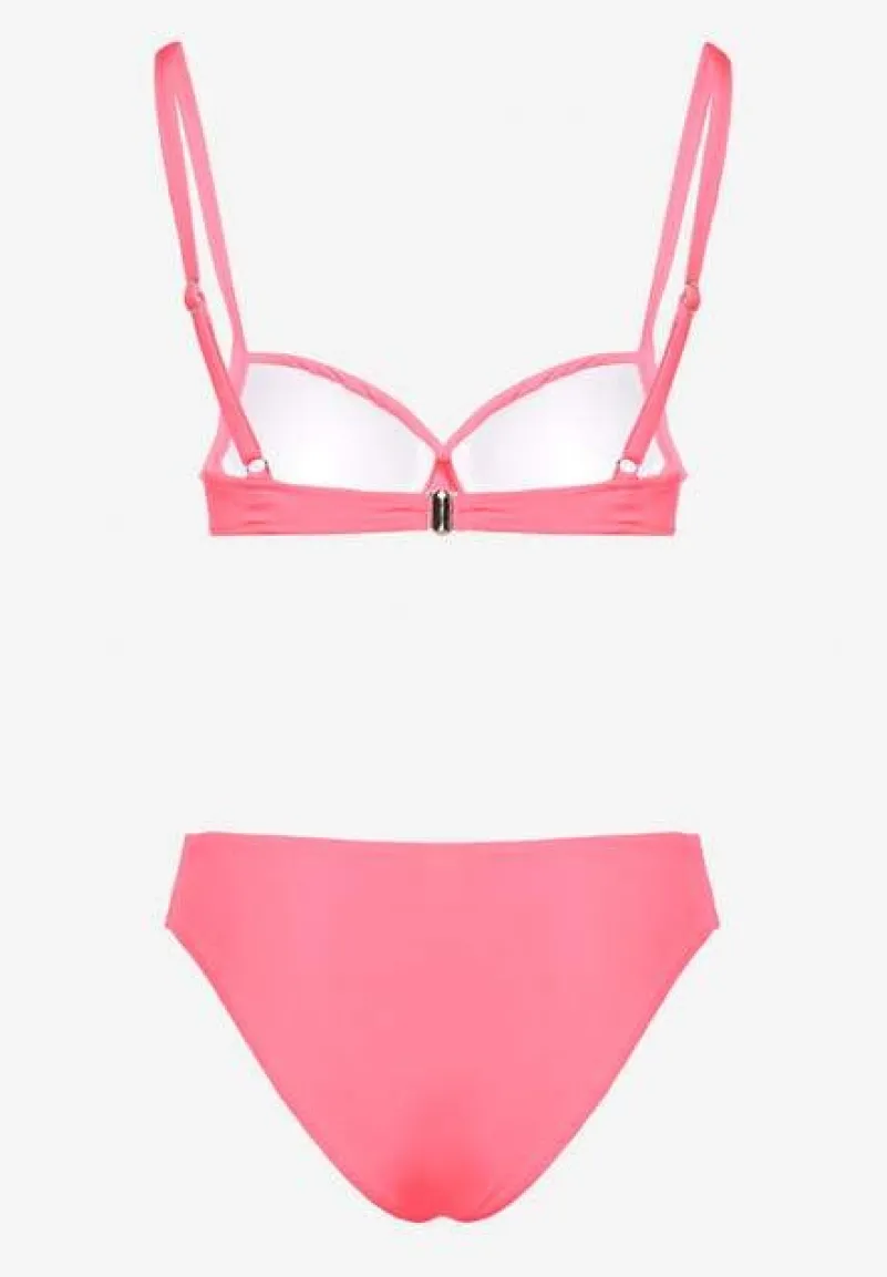Różowe Bikini Majtki Figi Biustonosz z Trójkątną Aplikacją Natizeria