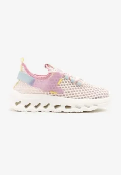 Różowe Buty Sportowe Sneakersy Siateczkowe na Tłoczonej Platformie Lurilia