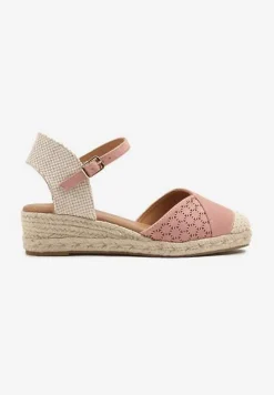Różowe Sandały Vices na Plecionym Koturnie w Stylu Boho Erathria