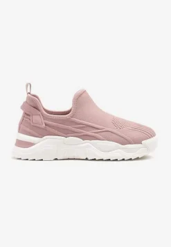 Różowe Siateczkowe Buty Sportowe Sneakersy Wsuwane Zdobione Tłoczeniami Nusadela