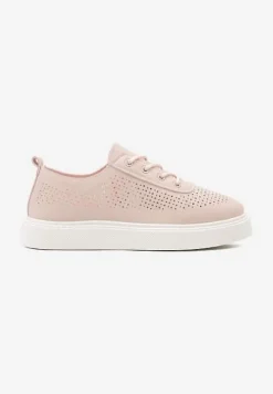 Różowe Sneakersy na Grubej Podeszwie z Perforacją Nobera