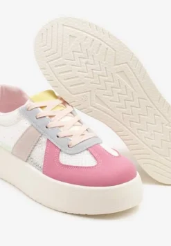 Różowo-Niebieskie Sneakersy Typu Kultowe Tenisówki na Grubej Podeszwie Nanessa