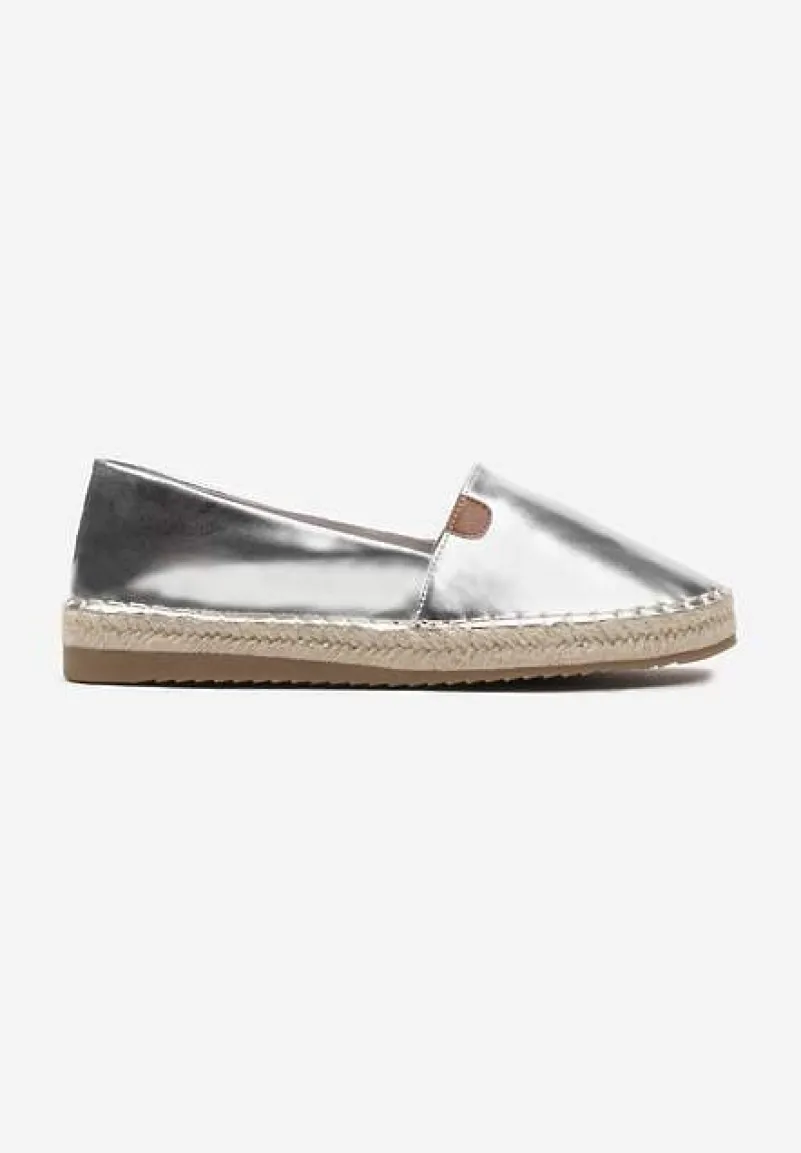 Srebrne Płaskie Casualowe Espadryle w Stylu Boho Lephea