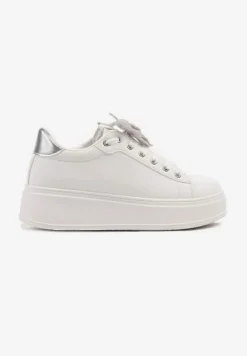 Srebrne Sneakersy z Błyszczącym Motylkiem Lenori
